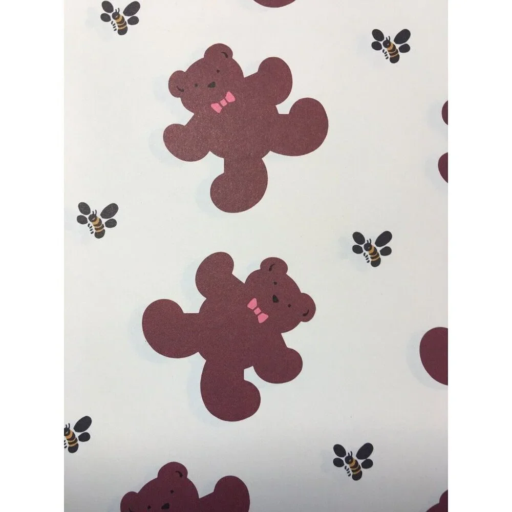 Small Lot of Vintage Teddy Bear Gift Wrap Sheets Bags Scrapbooking Junk Craft
